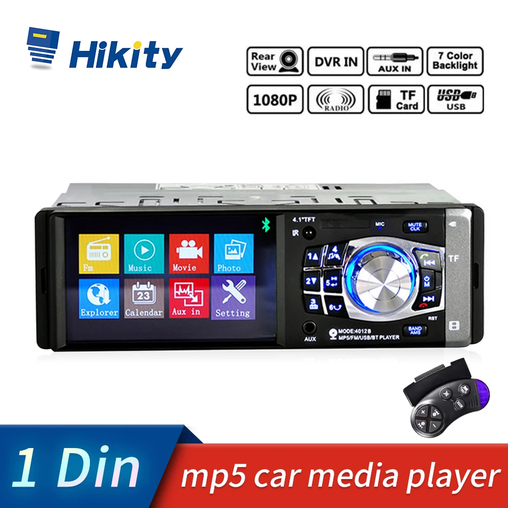 Автомобильный мультимедийный плеер Hikity 1 Din 4 дюйма HD MP3 MP5 аудио стерео радио Bluetooth