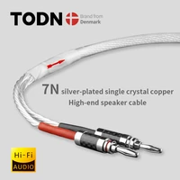 todn one pair hifi silver plated speaker cable high end 5n occ speaker wire for hi fi systems y plug banana plug speaker cable