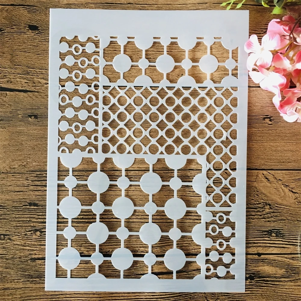 

A4 29cm Geometry Round Line DIY Layering Stencils Wall Painting Scrapbook Embossing Hollow Embellishment Printing Lace Ruler