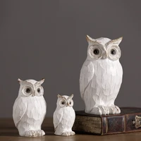 american village nordic owl art sculpture animal bird statue creative resin craft desktop decorations for home r3506