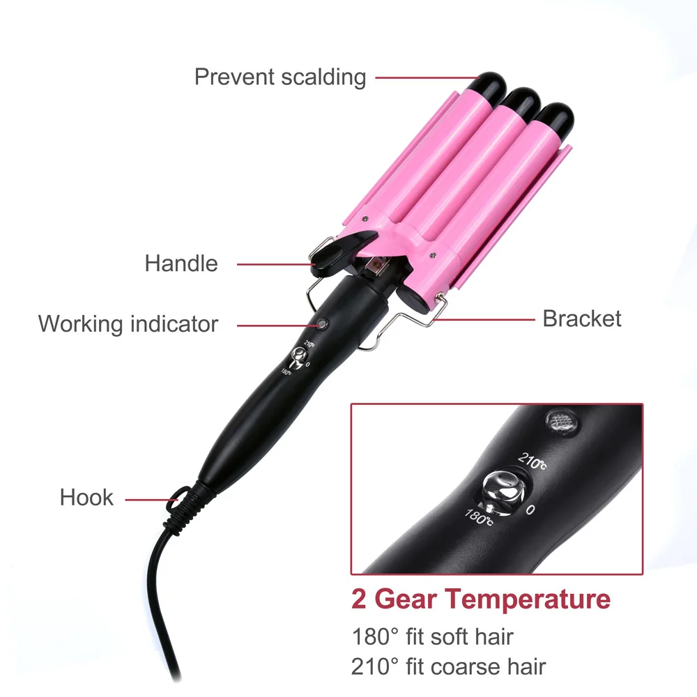 

Professional Hair Triple Curling Iron Ceramic Barrel Wave Rolls Hair Curler Irons Hair Waver Styling Tools Hair Styler Wand