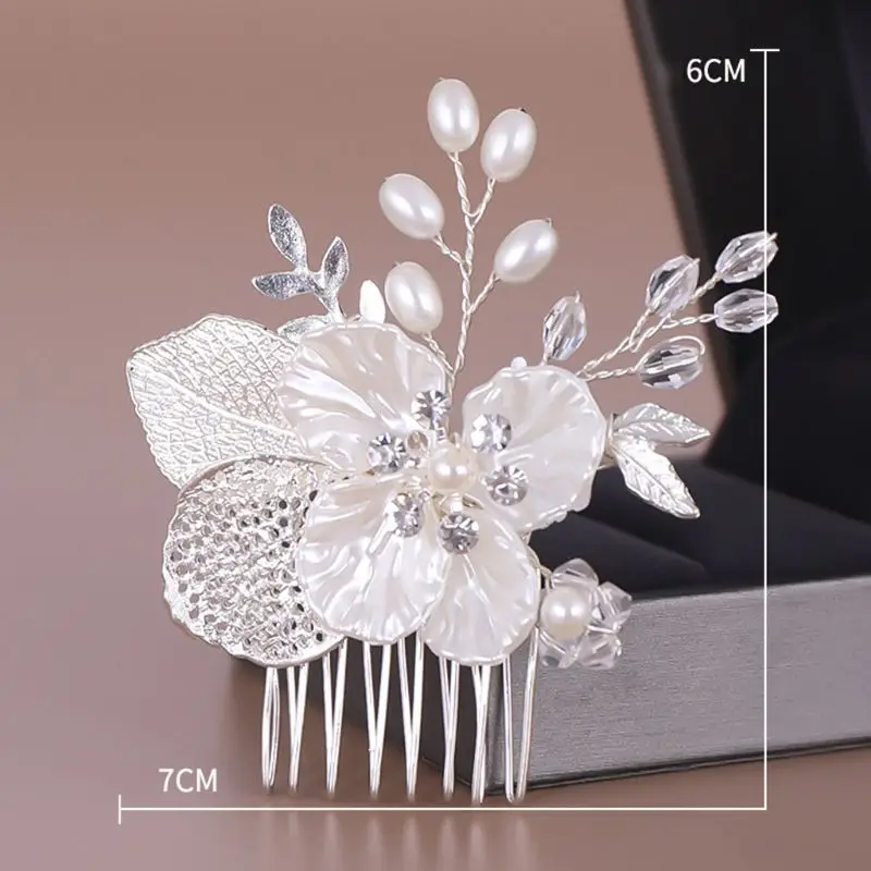 Простой искусственный жемчуг гребень для волос ручной работы листья с цветочным