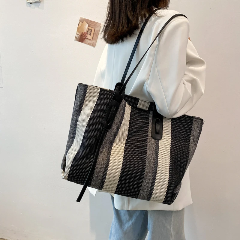 

Canvas Shoulder Bags For Women 2021 Women's Brand Big Capacity Female Bag Purses and Handbag Designer Tote Shopper Bag