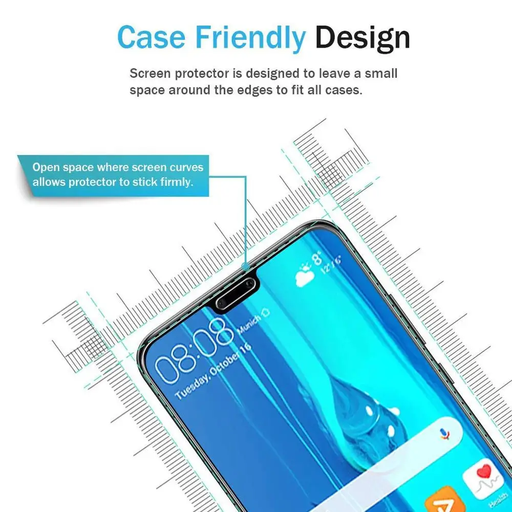 Закаленное стекло для huawei P smart Z Plus 2 шт. Защита экрана Y9 Y7 Y5 P20 Lite 2019 GR3 TAG DIG L21 LYO-L01 4C