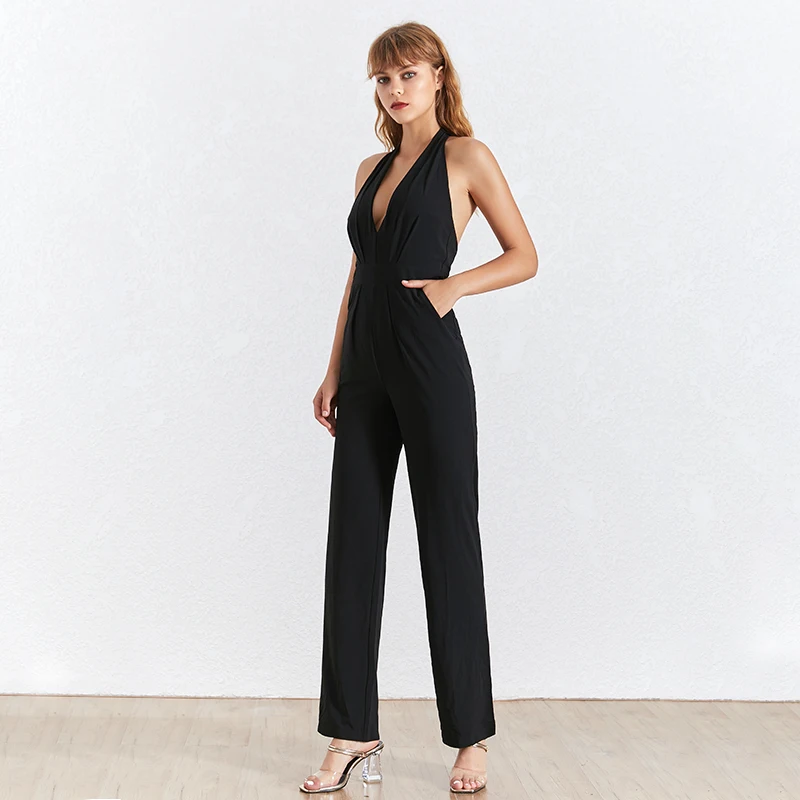 Женский комбинезон на бретелях TWOTWINSTYLE без рукавов с открытыми плечами v образным