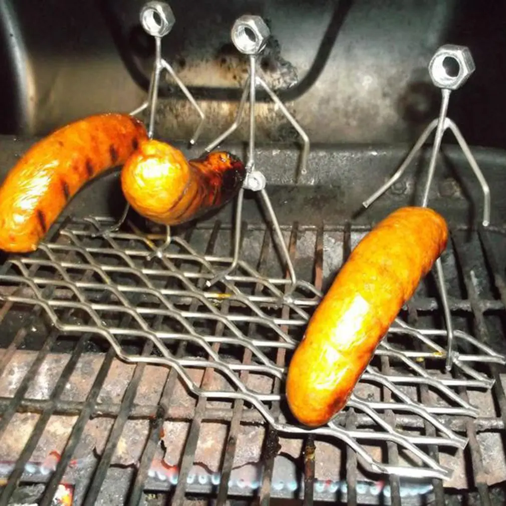 

BBQ Creative Barbecue Fork for Hot Dog, Women & Men Shaped Stainless Steel Camp Fire Roasting Stick Metal Skewer Stick BBQ Tool