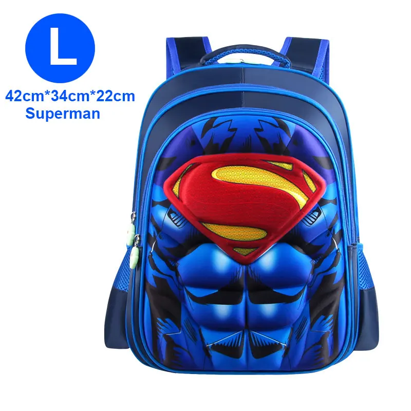 Blue L Superman MARVEL, Супермен, Бэтмен, Человек-паук, Bacpac, Капитан Америка, детские школьные сумки для мальчиков и девочек, студенческий рюкзак для молодых людей - Цвет: Blue L Superman