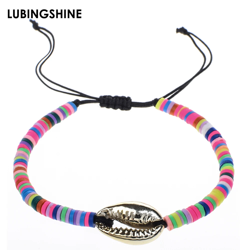 Богемный ручной работы плетеный браслет регулируемый мягкий глиняный с бусинами