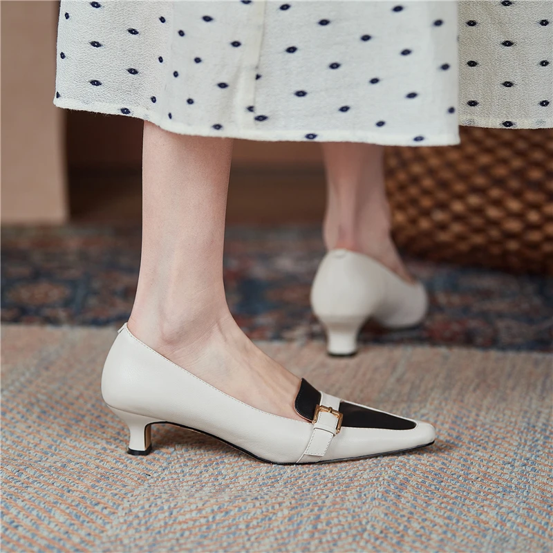

VERCONAS Spring New Arrival Women Pumps Retro Elegant Fashion High Quality Genuine Leather Office Lady Thin Heels Shoes Woman