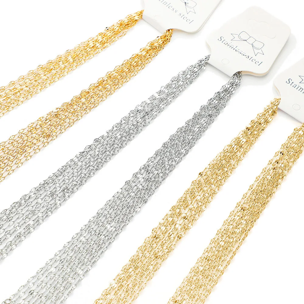 

10Pcs/Lot 316L Stainless Steel 2/2.5mm Lip Shape Water-Wave Chain Fit DIY Pendant Necklace Jewelry Making Findings Wholesale