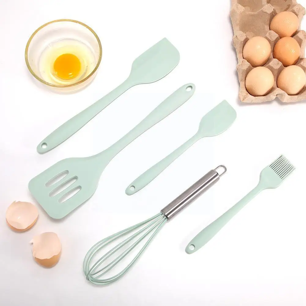 

Nonstick Cookware Spatula Brush Baking Cake Tool Whisk Food Silicone Set Grade Kitchenware Set Kitchen Cooking 5-piece Tool R9c0