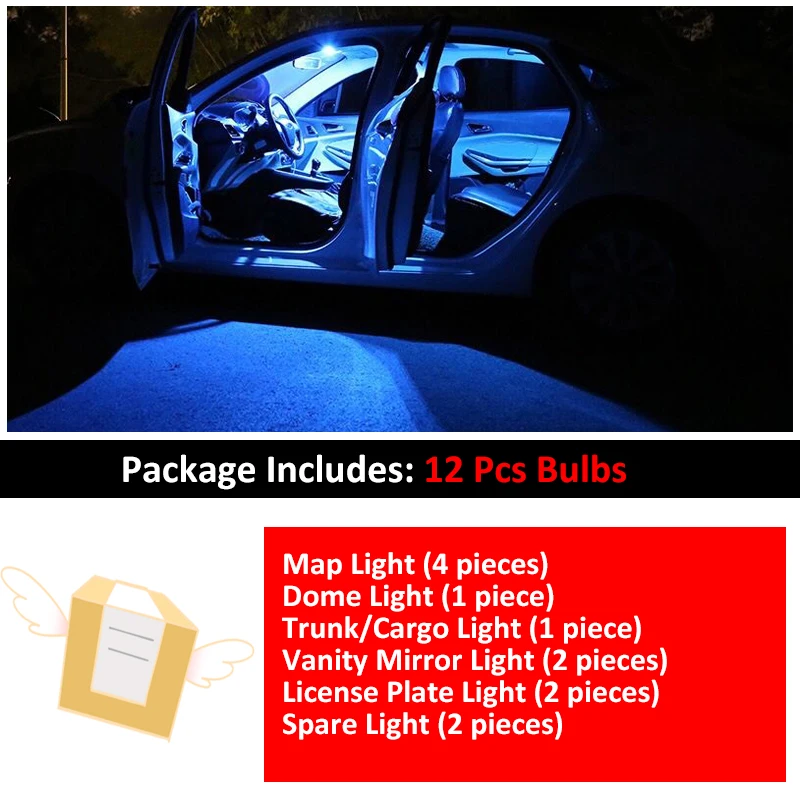 12Pcs Car White Interior LED Light Bulbs Package Kit For Hyundai Tucson 2017 2018 2019 Map Dome Trunk Lamp Iceblue | Автомобили и