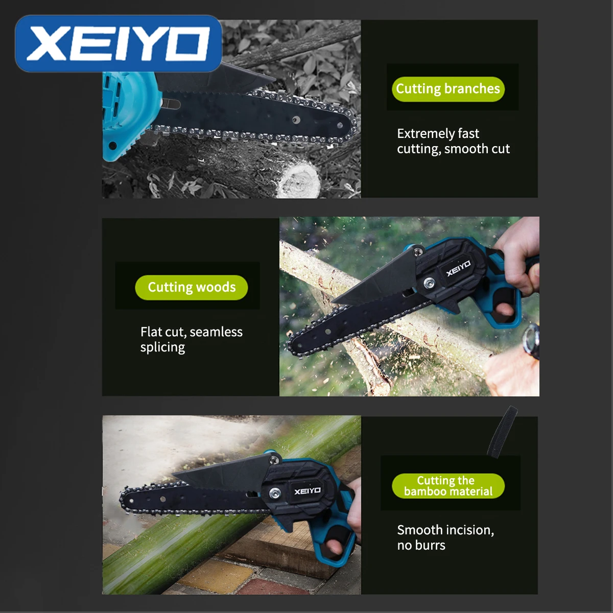 XEIYO 6 Inch Electric Chainsaw 20V Man Chain Saw Mini Pruning Trimmer Cutter Rechargeable Battery Hand Woodworking Power Tools |