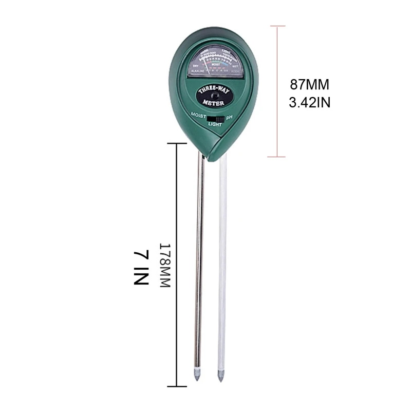 

Three-in-one Soil Detector Soil Humidity/Light/PH Value Detection Meter Soil Moisture Tester for Plant Vegetables Lawn