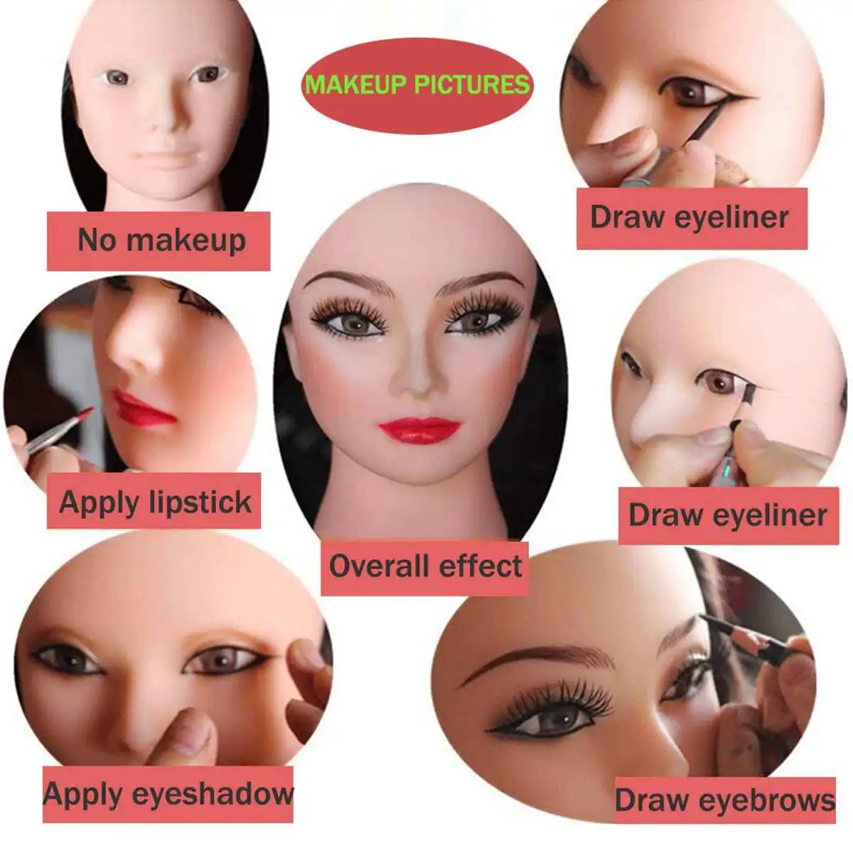 24 Inch 100% Real Human Hair Brown Straight Training Head Hairdressing Practice Mannequin Model Doll | Дом и сад