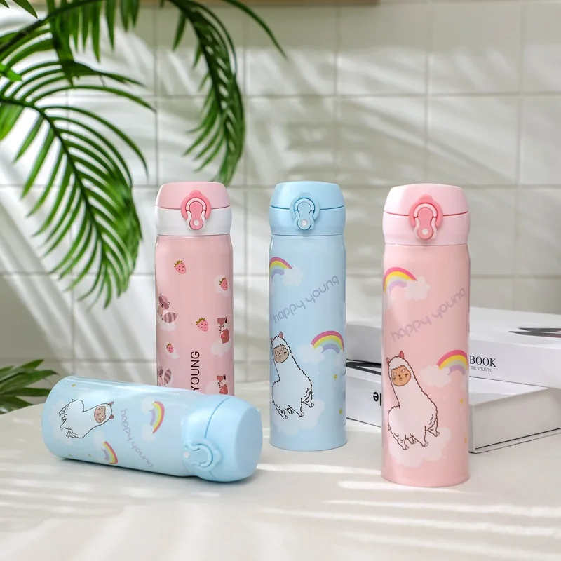 Новый термос из нержавеющей стали милый ламы и альпаки бутылка для воды детей 350
