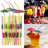 7inch umbrella drinking straws hawaii beach tropical theme birthday baby shower decoration summer pool party wedding supplies