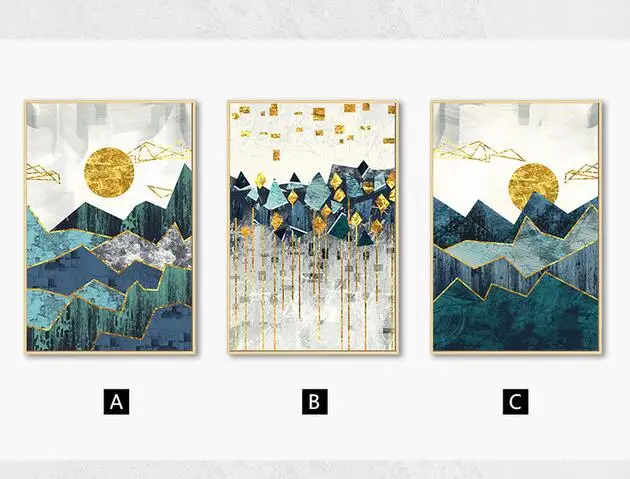 

Nordic Abstract Geometric Mountain Landscape Canvas Painting Wall Picture Poster and Prints Modern Wall Art Picture Home Decor