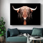 Highland корова настенное искусство абстрактная картина на холсте минимализм лохматый яка Корова печать животных печатный постер быка для гостиной