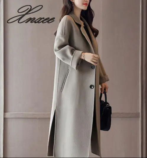 

Xnxee Coat female long section over the knee 2020 autumn and winter new loose woolen coat XS-XL
