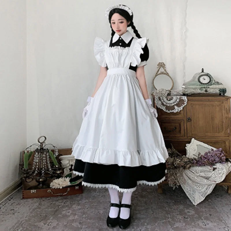 

Women Maid Outfit Anime Long Dress French Court Maid Dress Lolita Dresses Cosplay Costume Long Sleeve Short Sleeve Dresses