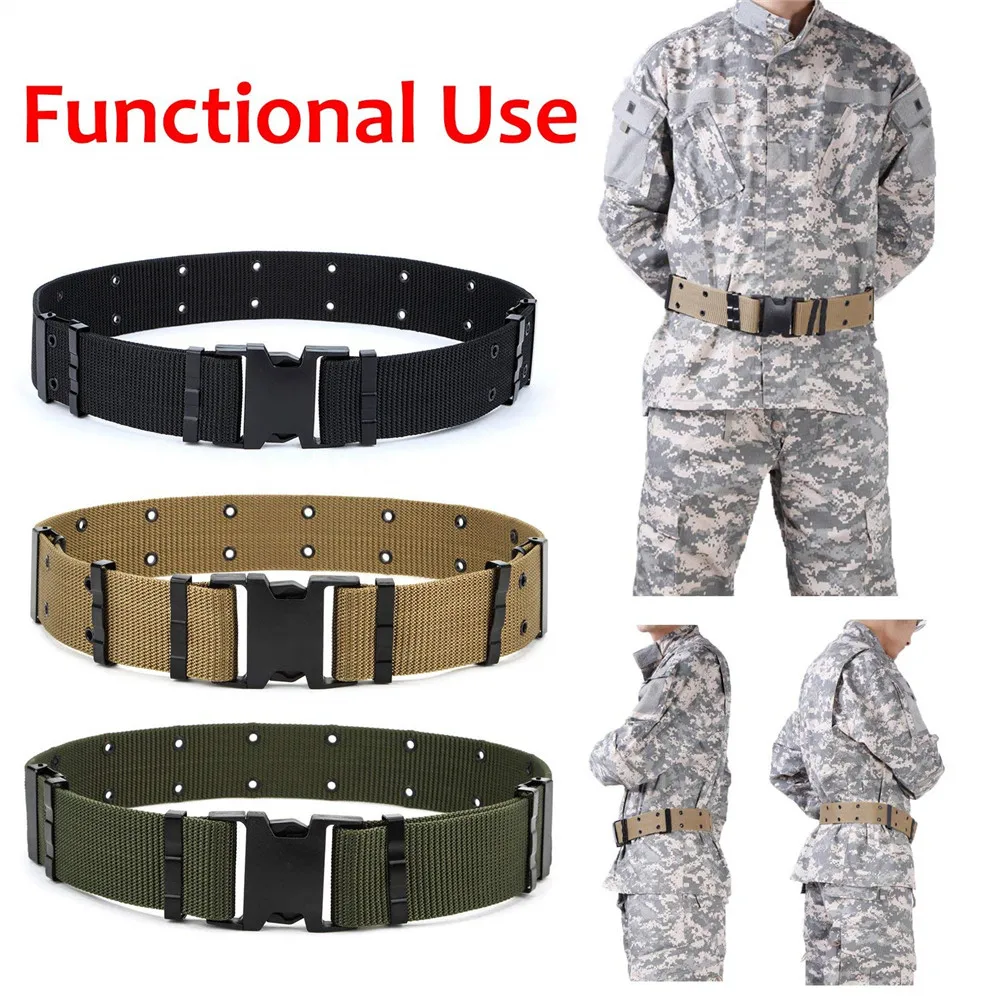 

Adjustable Men's Outdoor Sports Military Tactical Nylon Waistband Canvas Web Belt Dazzling Heavy Duty Webbing Belt Military 2021