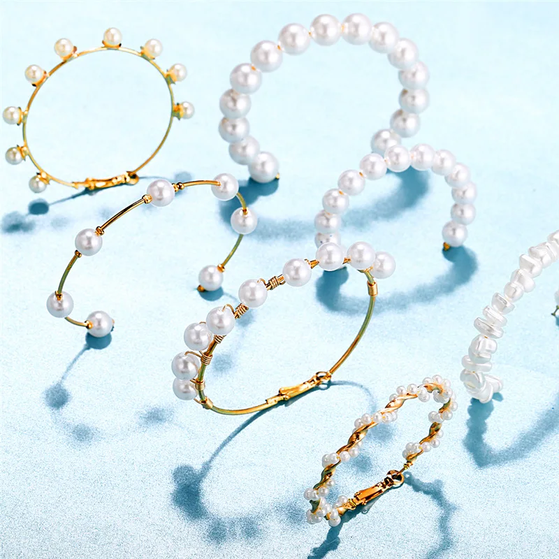 IF YOU New Fashion Pearl Geometric Earrings For Women Trendy Big Round Statement Dangle Set Jewelry 2019 Gift | Украшения и