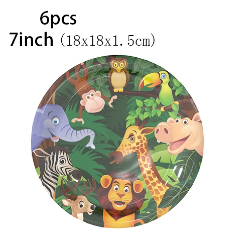 Джунгли День рождения Декорации одноразовые набор столовых приборов чашки