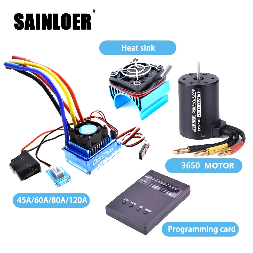 Двигатель бесщеточный SAINLOER 3650/3100KV / 3900KV 4300KV 5200KV &amp 45A 60A 80A 120A ESC Combo для 1:10 RC Car Boat Part |