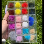 24 шт. съемный магнитный шар, Пушистый 3D 27*27 мм, набор пушистых помпонов (3 типа), ювелирные изделия, аксессуары для маникюра, подвески для ногтей своими руками