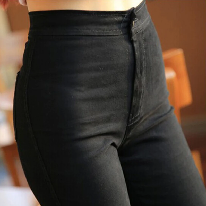 Женские джинсовые брюки-карандаш с высокой талией однотонные облегающие