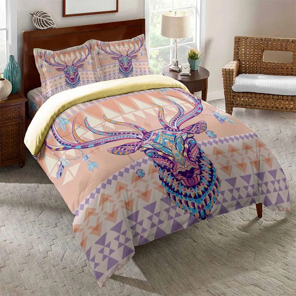 3D Постельное белье с принтом в виде оленей для ухода за кожей набор Queen Размеры