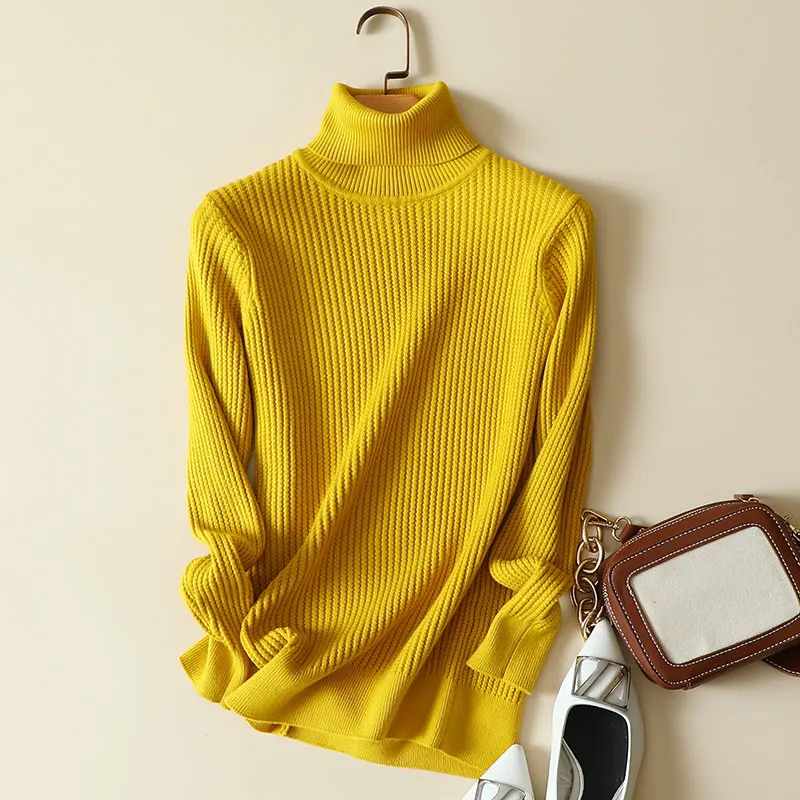 

New Basic Sweater Women Autumn Winter 2021 Casual Fashion Turtleneck Long Sleeve Warm Thick Soft Slim Knitted Pullover Sweater