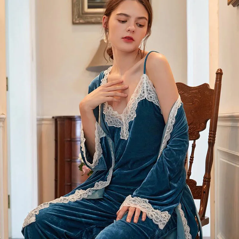 Женская пижама 3 в 1 зимняя Пижама новинка 2020 бархатный комплект детской одежды