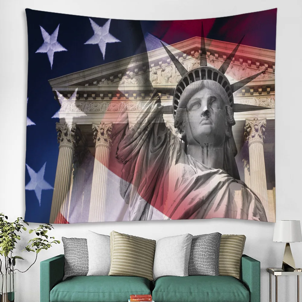 

American Statue of Liberty Tapestry Wall Hanging Stars and Stripes American Flag Wall Tapestry Home Dorm Living Room Decoration