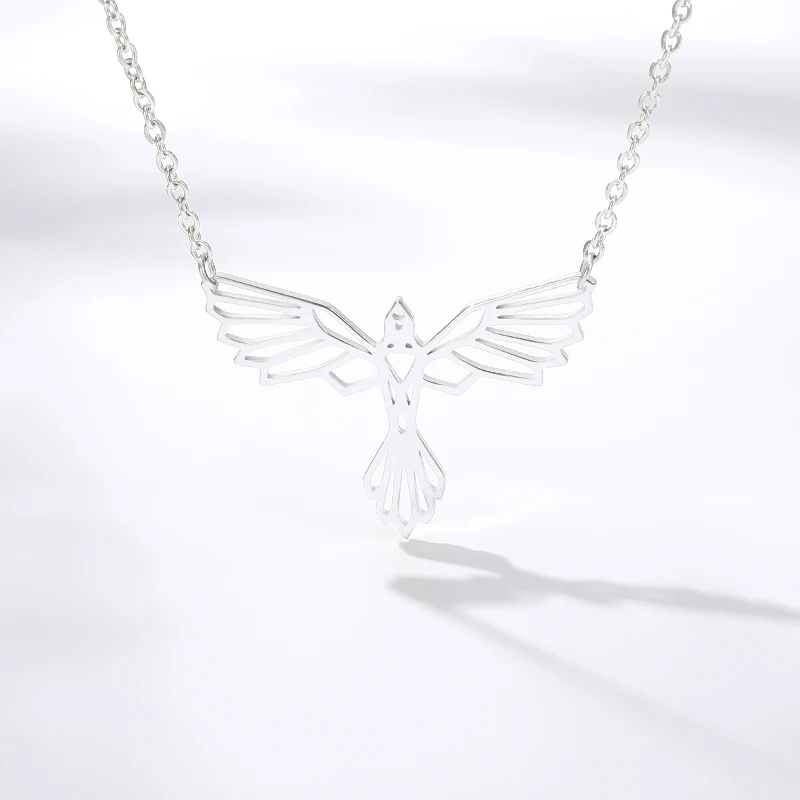 Platinum plated V привлекательное модное ювелирное изделие оригами ожерелья с Фениксом из нержавеющей стали колье дружба ожерелье лучший друг подарки BFF - Окраска металла: Platinum plated