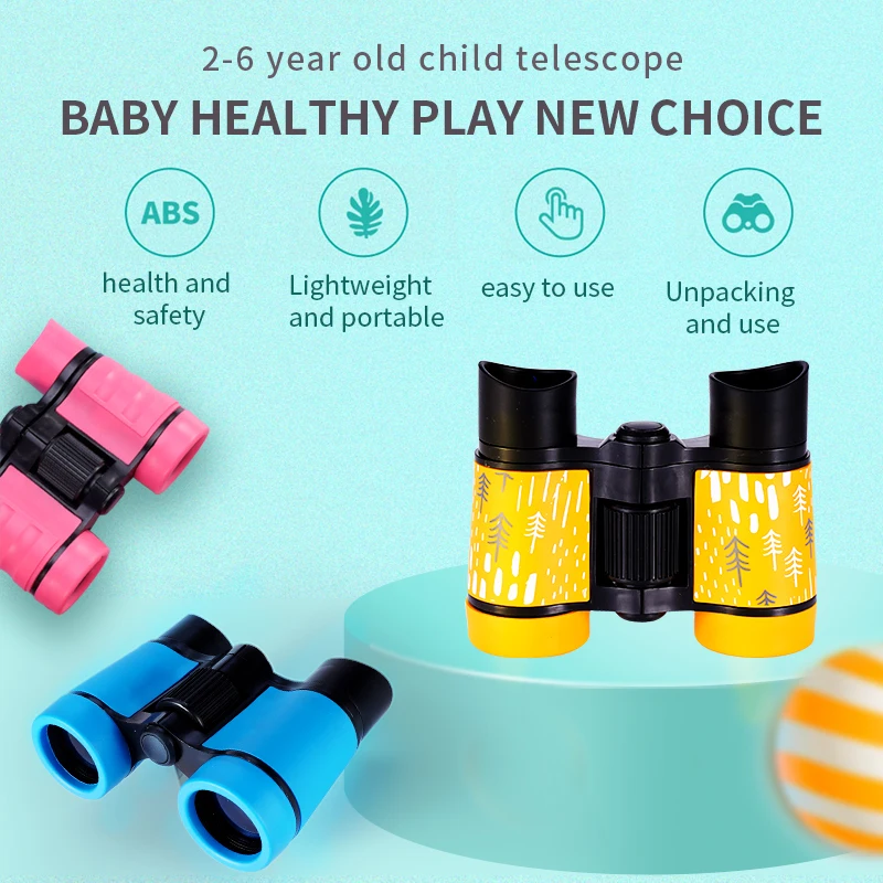 Бинокль HD 4x30 резиновый телескоп детский цветной с фиксированным увеличением