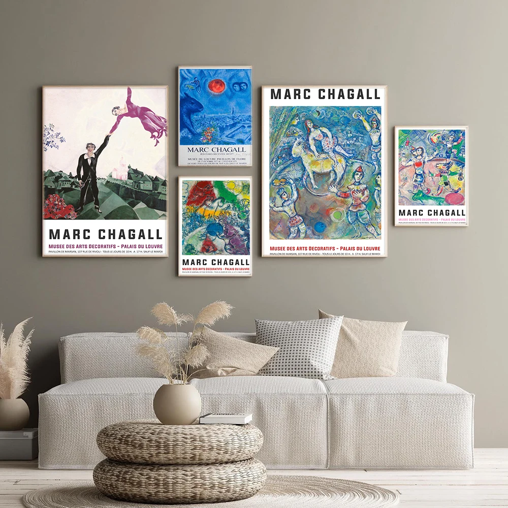 

Marc Chagall Wall Art Canvas Print Abstract Painting Artwork Exhibition Posters and Prints Wall Pictures for Living Room Decor