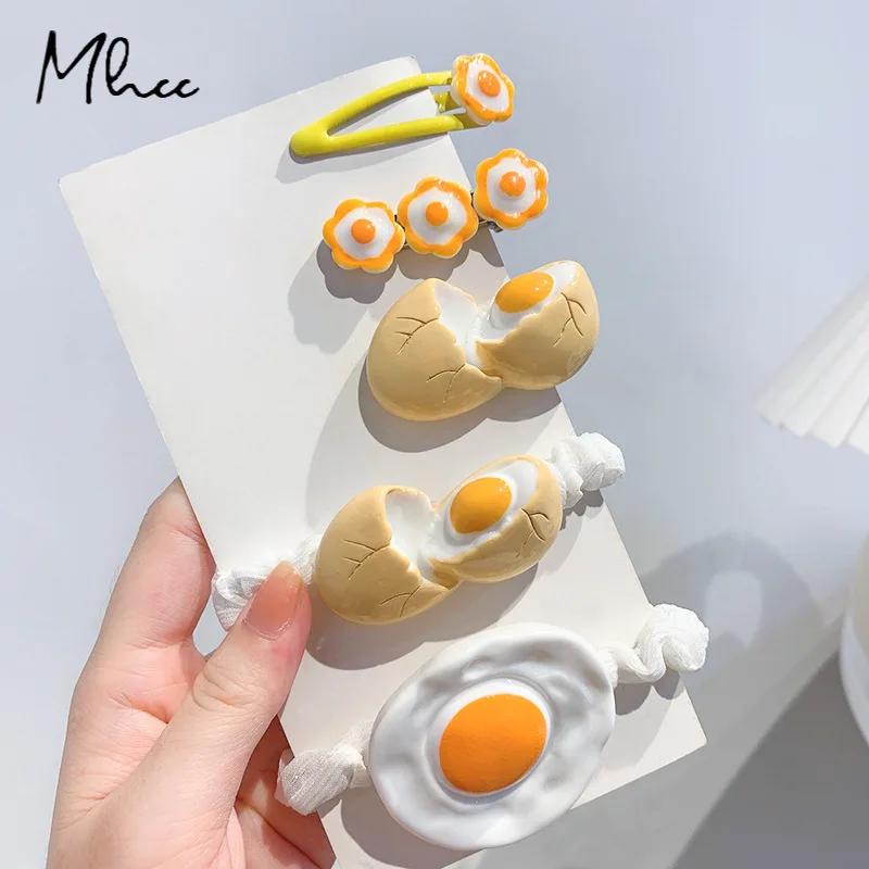 

Poached Egg BB Clip Cute Hair Rope Accessories Cartoon Banger Girlhood Hairpin Casual Children's Fun Style Hair Accessories
