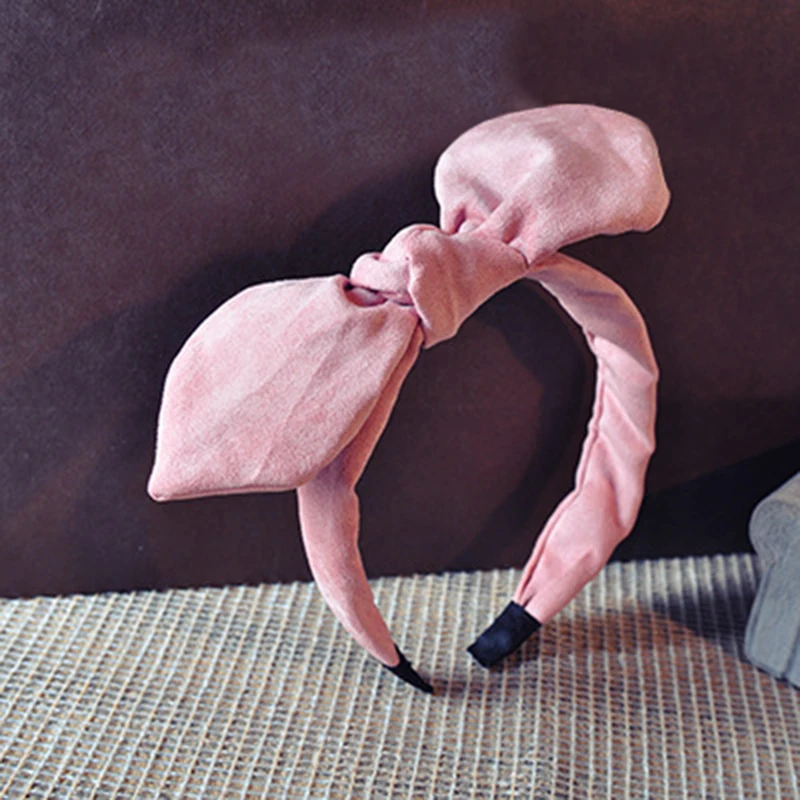 Ободок для волос однотонный с бантом и кроличьими ушками | Аксессуары одежды