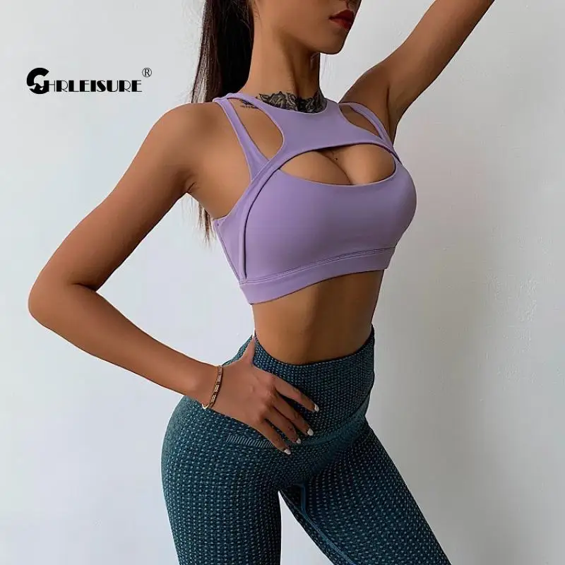 CHRLEISURE сексуальный бюстгальтер для йоги топ противоударный бесшовный дышащий