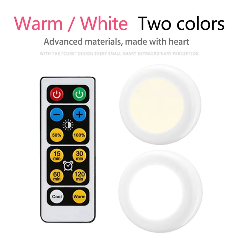 

Светодиодный светильник для шкафа с дистанционным управлением, беспроводной приглушаемый двухцветный ночсветильник с сенсорным датчиком,...