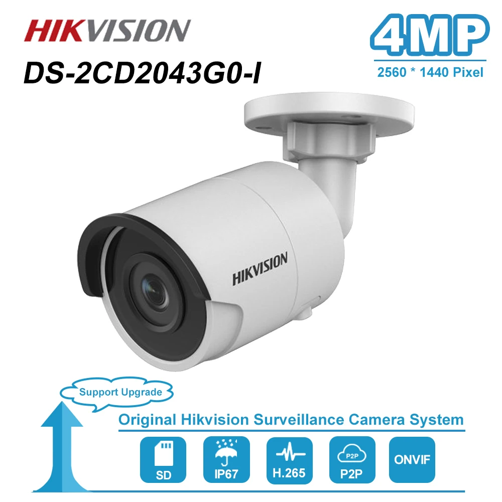 Hikvision 4MP Пуля IP камера PoE Onvif H.265 + домашний/открытый IP67 видео ночного видения CCTV DS