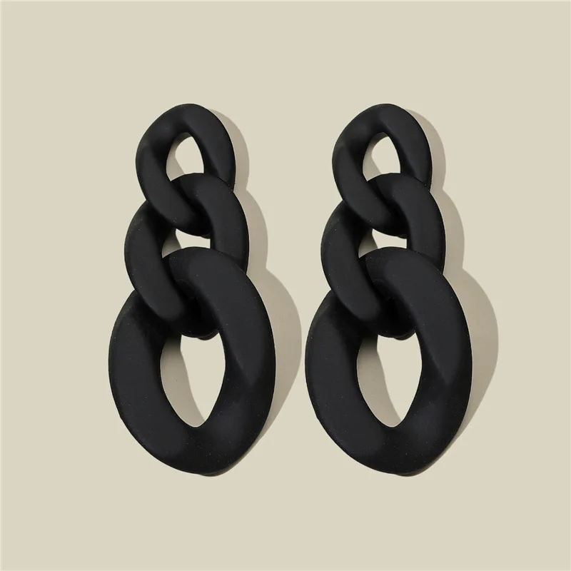 

S925 Sterling Black Geometric Acrylic Statement Drop Earrings for Women Resin Dangle Earrings 2021 Brincos Jewelry