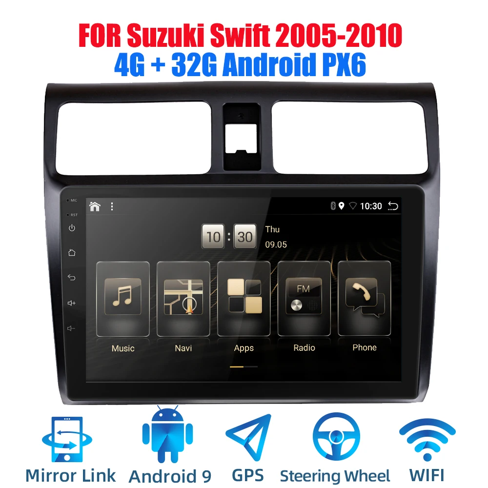 2din Android 9 0 Ouad Core PX6 автомобильное радио стерео для Suzuki Swift 2005 2010 GPS Navi Аудио Видео