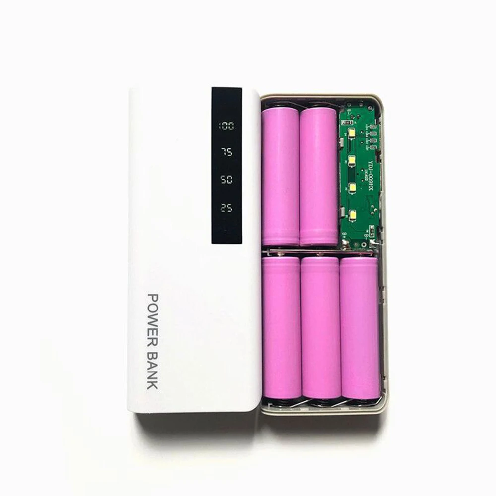 

Portable 5x18650 Power Bank Case 5V Dual USB Chargeing DIY Shell Mobile Phone Charge Battery Storage Box With LED Light