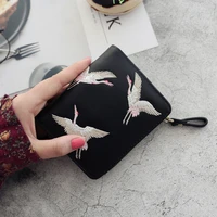 lovely birds printed mini women wallet pu leather fashion zipper coin purse woman clutch purses cards holder ladies coin pocket