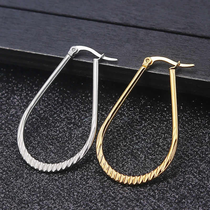 Vintage Gold/Silver Steampunk Hoop Earrings Ear Clip Party Gifts For Women Stainless Steel Earring Creole Gold | Украшения и