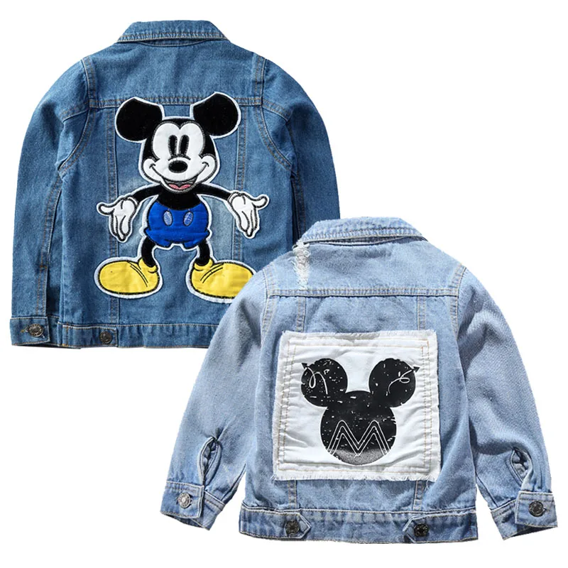 Mickey Denim Jacket For Boys Fashion Coats Children Clothing Autumn Baby Girls Clothes Outerwear Cartoon Jean Jackets Coat