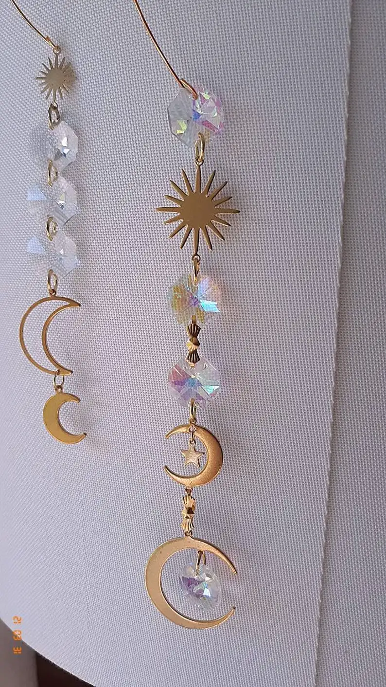 

Suncatcher Moon Sun Catcher Crystal Sun Catchers Bohemian Decor Room Decoration Home Boho Decor Witchy Car Accessories Macrame